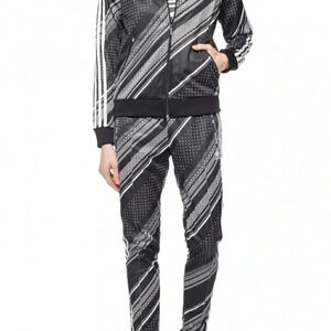 NWT Adidas black and white striped long sleeve casual athletic jacket XXS